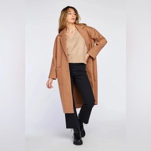 Tan Forever 21 Longline Coat with pockets. Size small.